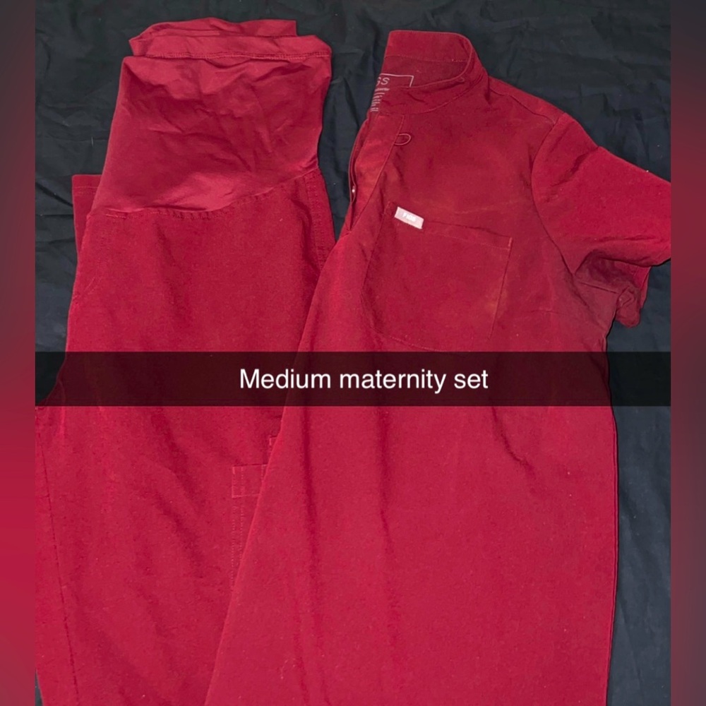 Figs Medium Maroon Maternity Set - image 1
